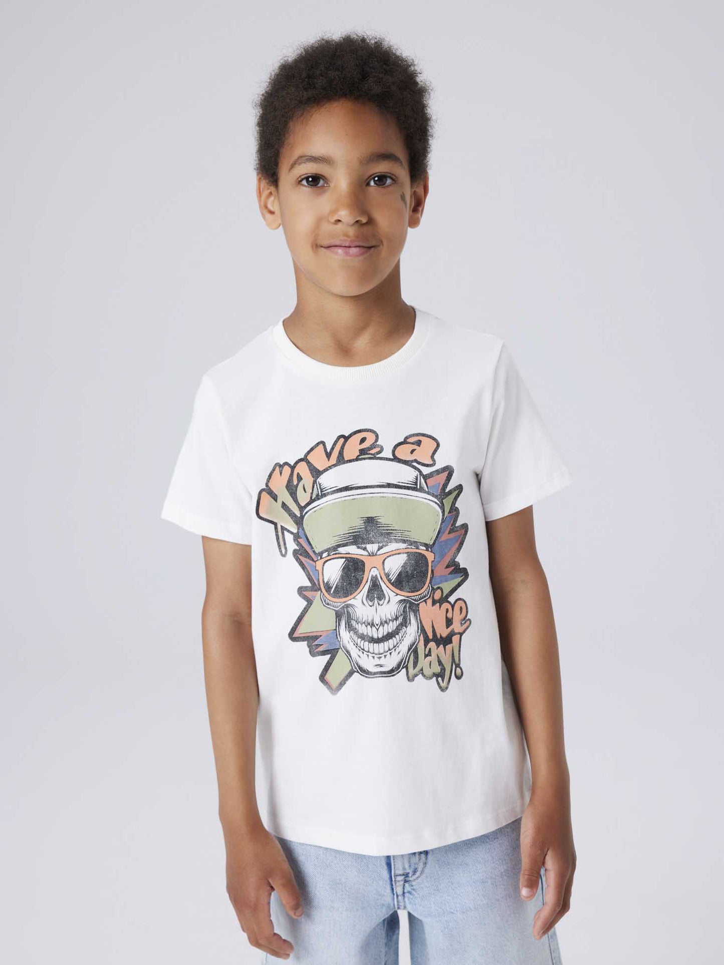 T-shirt in cotone organico panna da bambino unisex