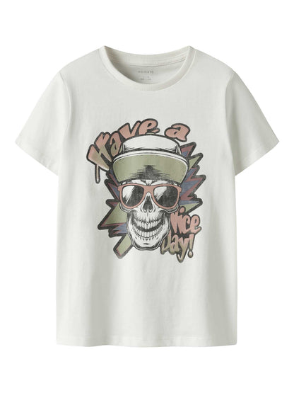 T-shirt in cotone organico panna da bambino unisex