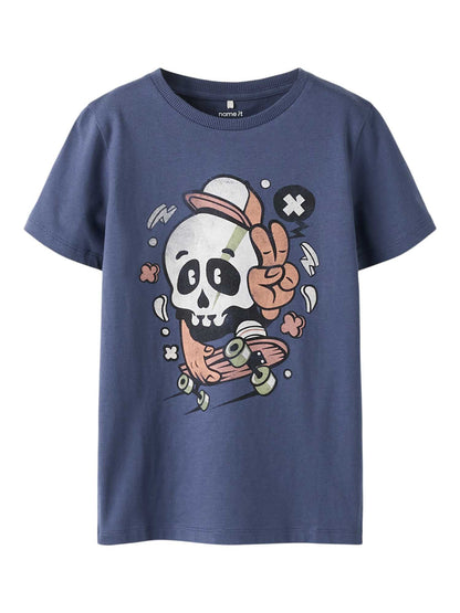 T-shirt in cotone organico blu unisex per bambino Name It