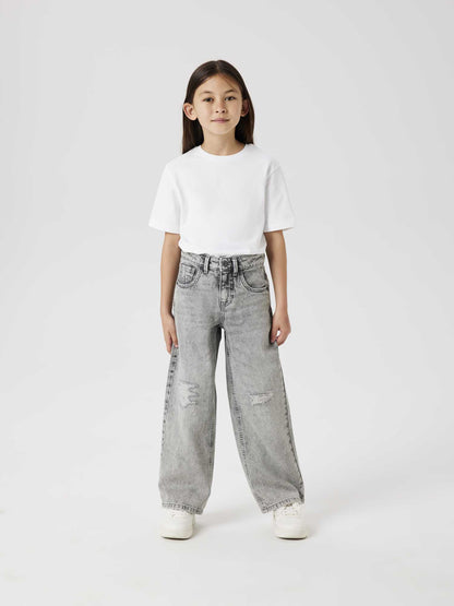 Jeans wide leg in cotone grigio per bambino e bambina