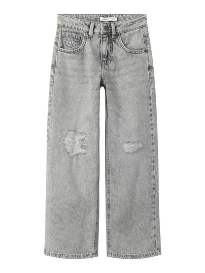 Jeans wide leg in cotone grigio per bambino e bambina
