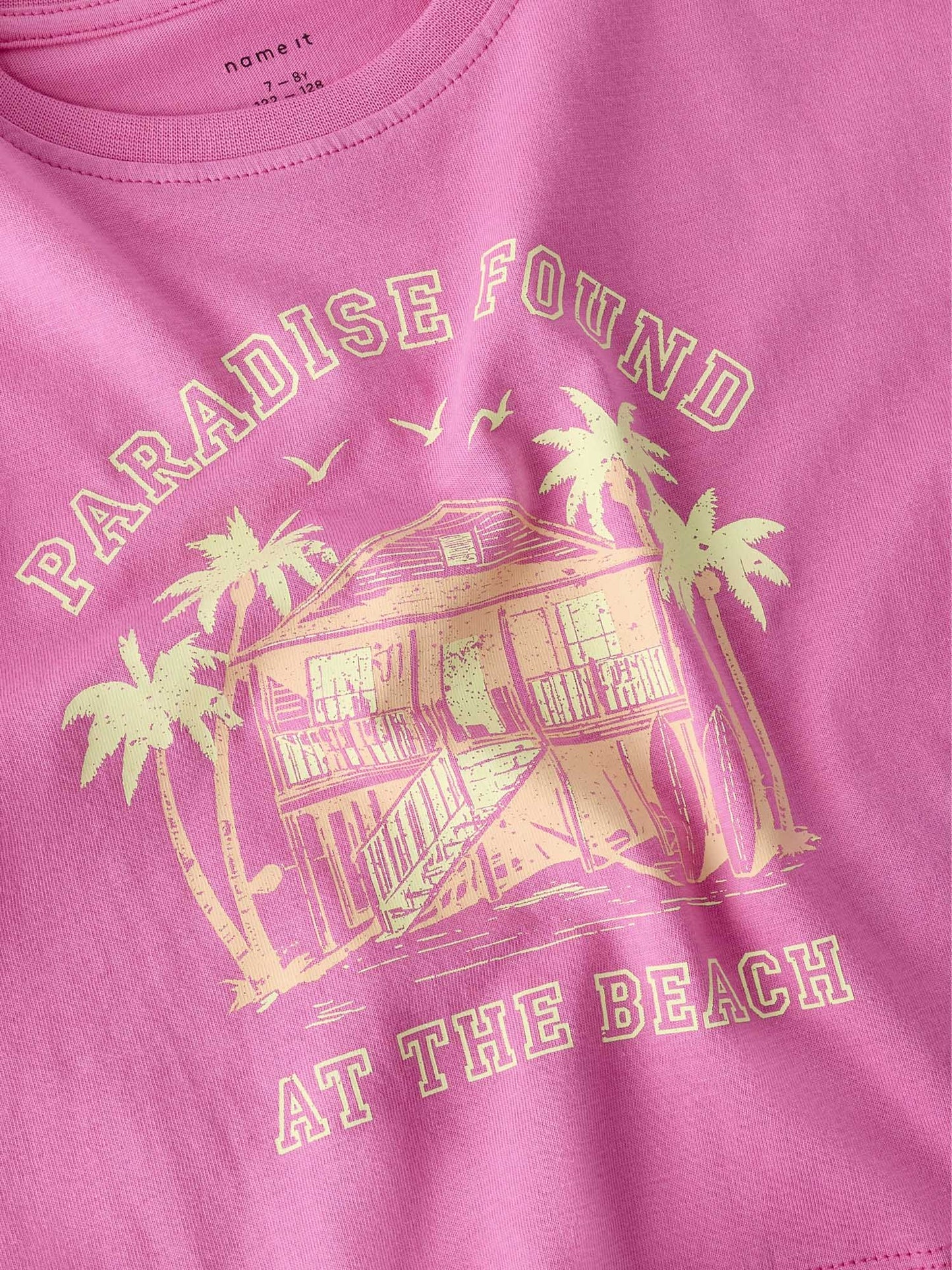 T-shirt crop top unisex bambino fucsia Name It