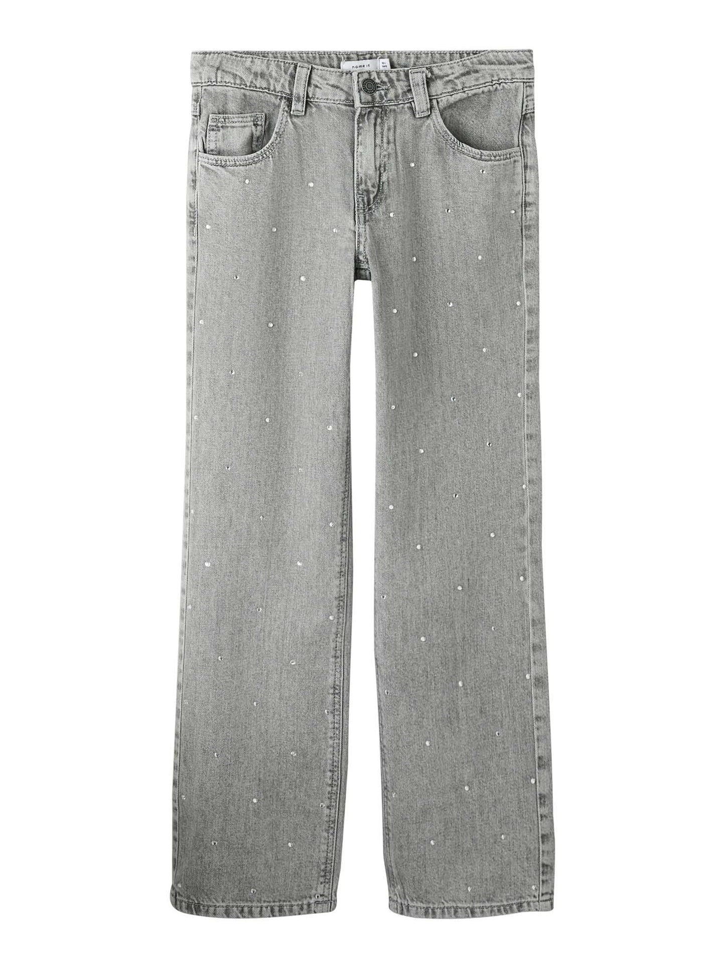 Jeans straight leg unisex bambino in morbido tessuto grigio