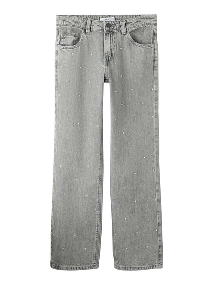 Jeans straight leg unisex bambino in morbido tessuto grigio