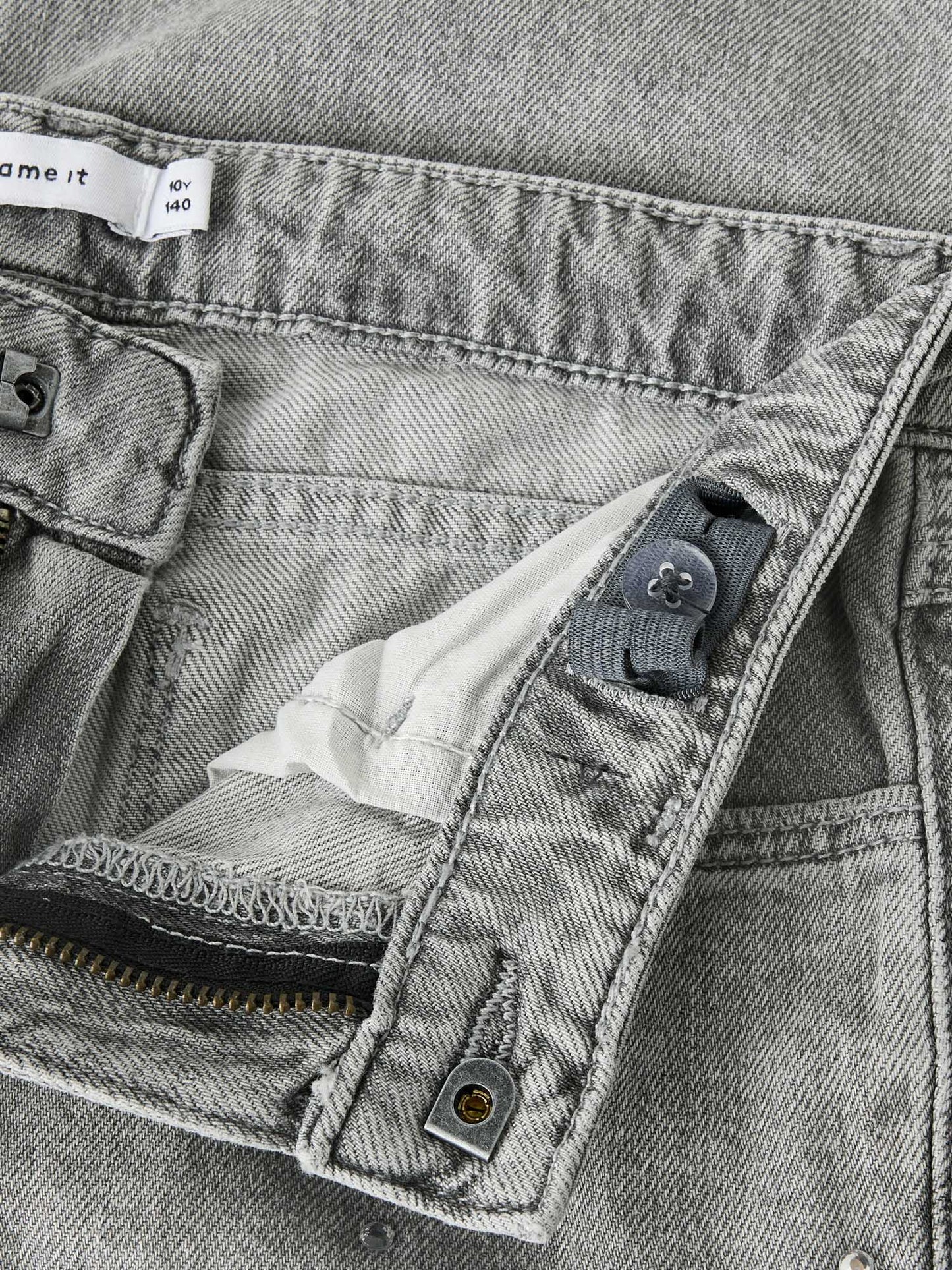 Jeans straight leg unisex bambino in morbido tessuto grigio