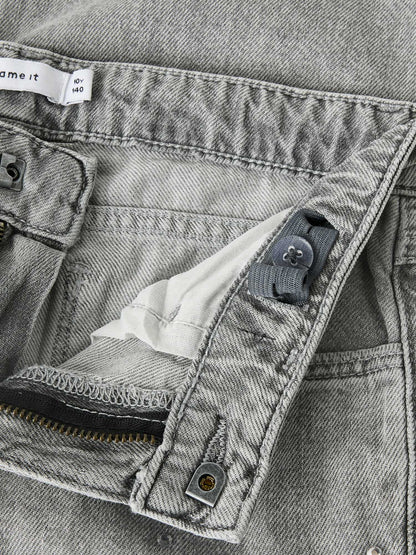 Jeans straight leg unisex bambino in morbido tessuto grigio