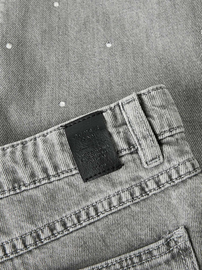 Jeans straight leg unisex bambino in morbido tessuto grigio
