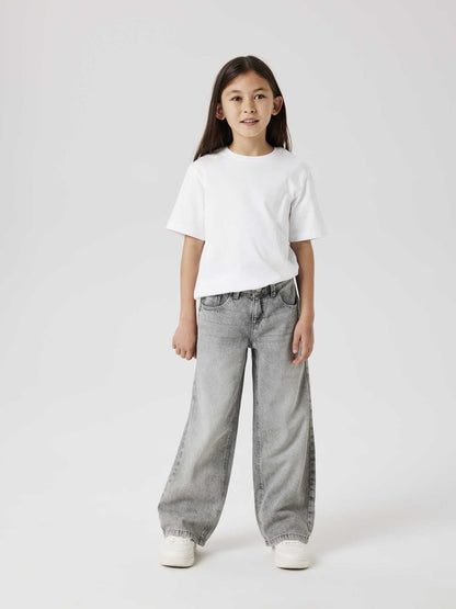 Jeans wide leg grigi per bambino e bambina di Name It, comodi e alla moda