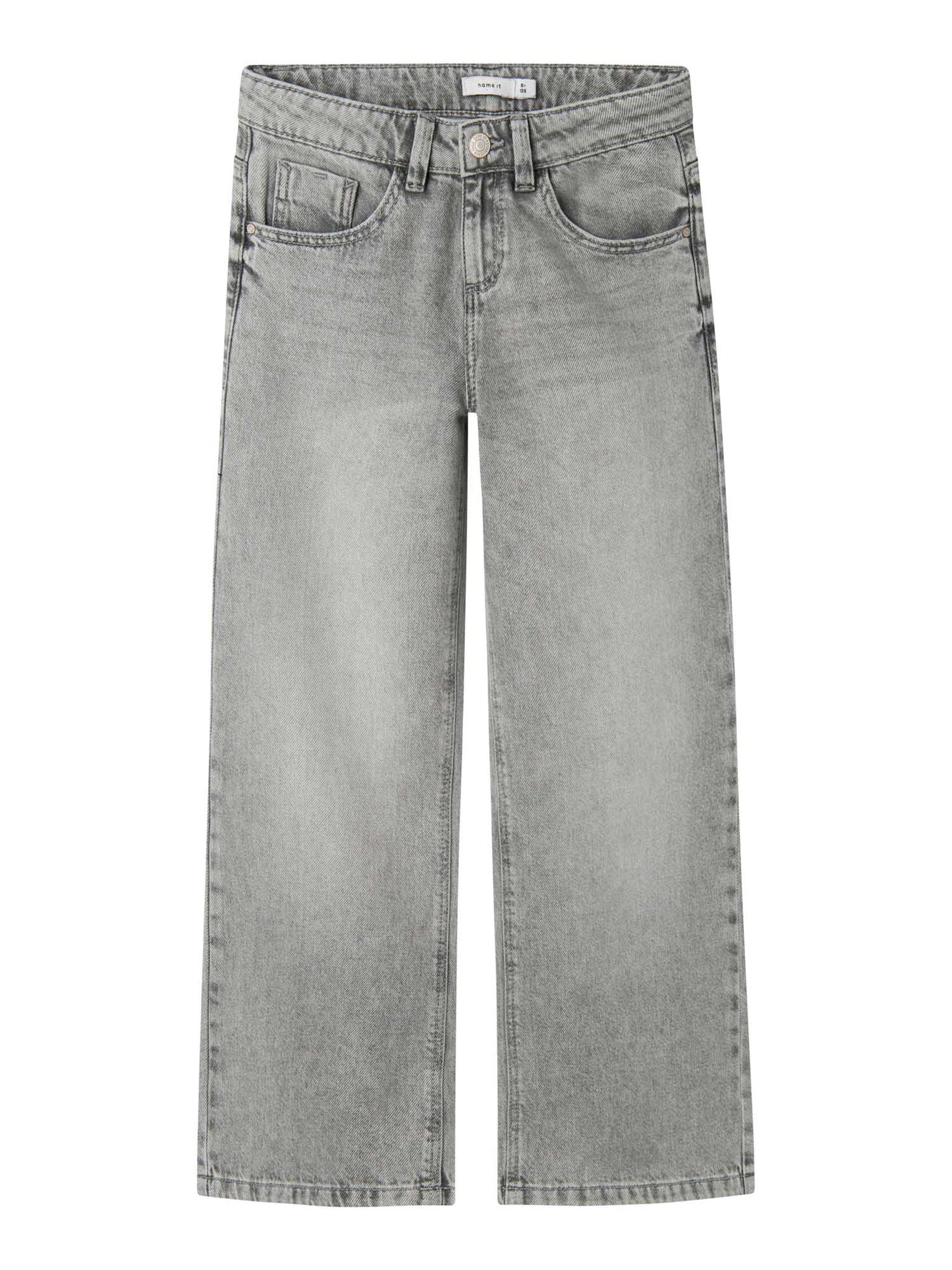 Jeans wide leg grigi per bambino e bambina di Name It, comodi e alla moda