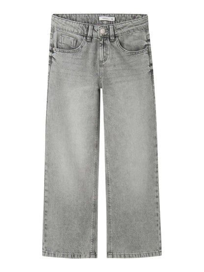 Jeans wide leg grigi per bambino e bambina di Name It, comodi e alla moda
