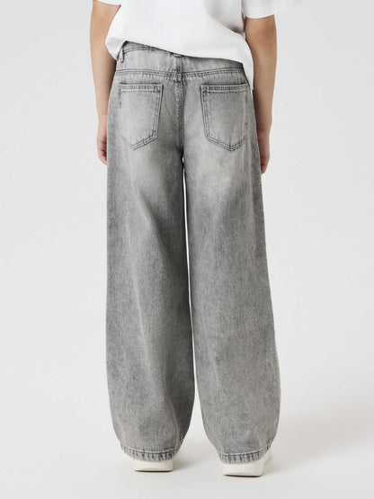 Jeans wide leg grigi per bambino e bambina di Name It, comodi e alla moda