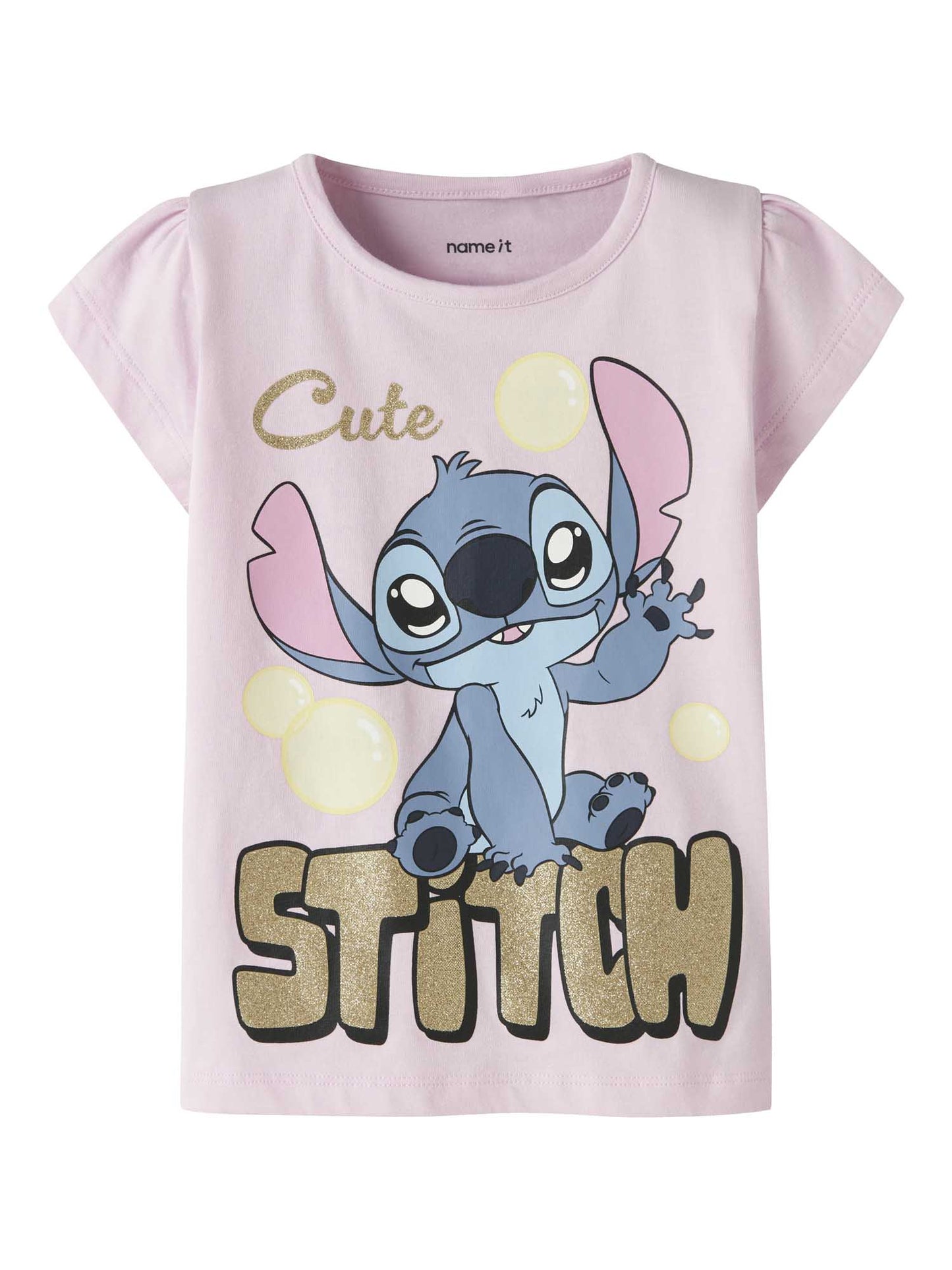 T-shirt unisex bambino Name It con stampa Stitch rosa