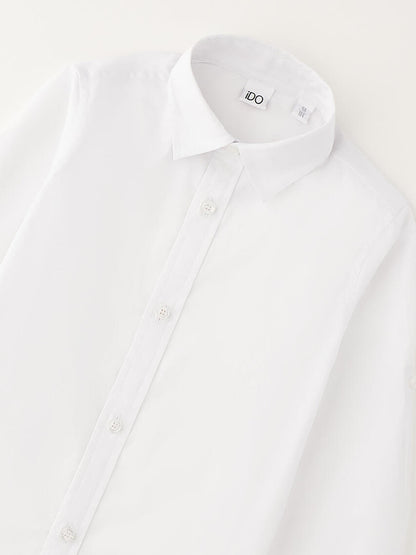 Camicia a maniche lunghe bianca unisex bambino di Ido