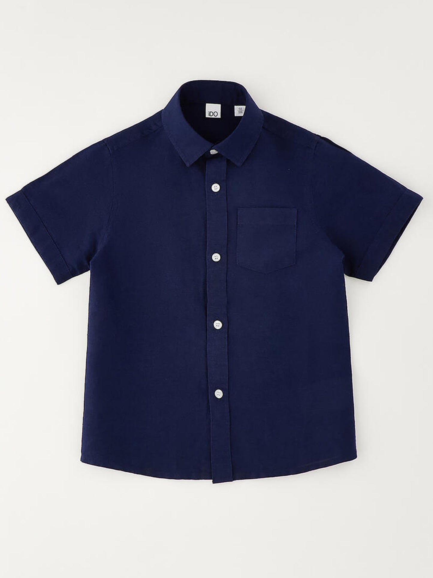 Ido camicia unisex bambino in lino e cotone blu