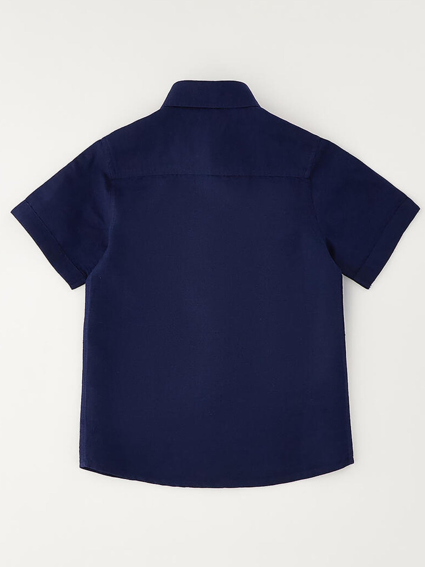 Ido camicia unisex bambino in lino e cotone blu
