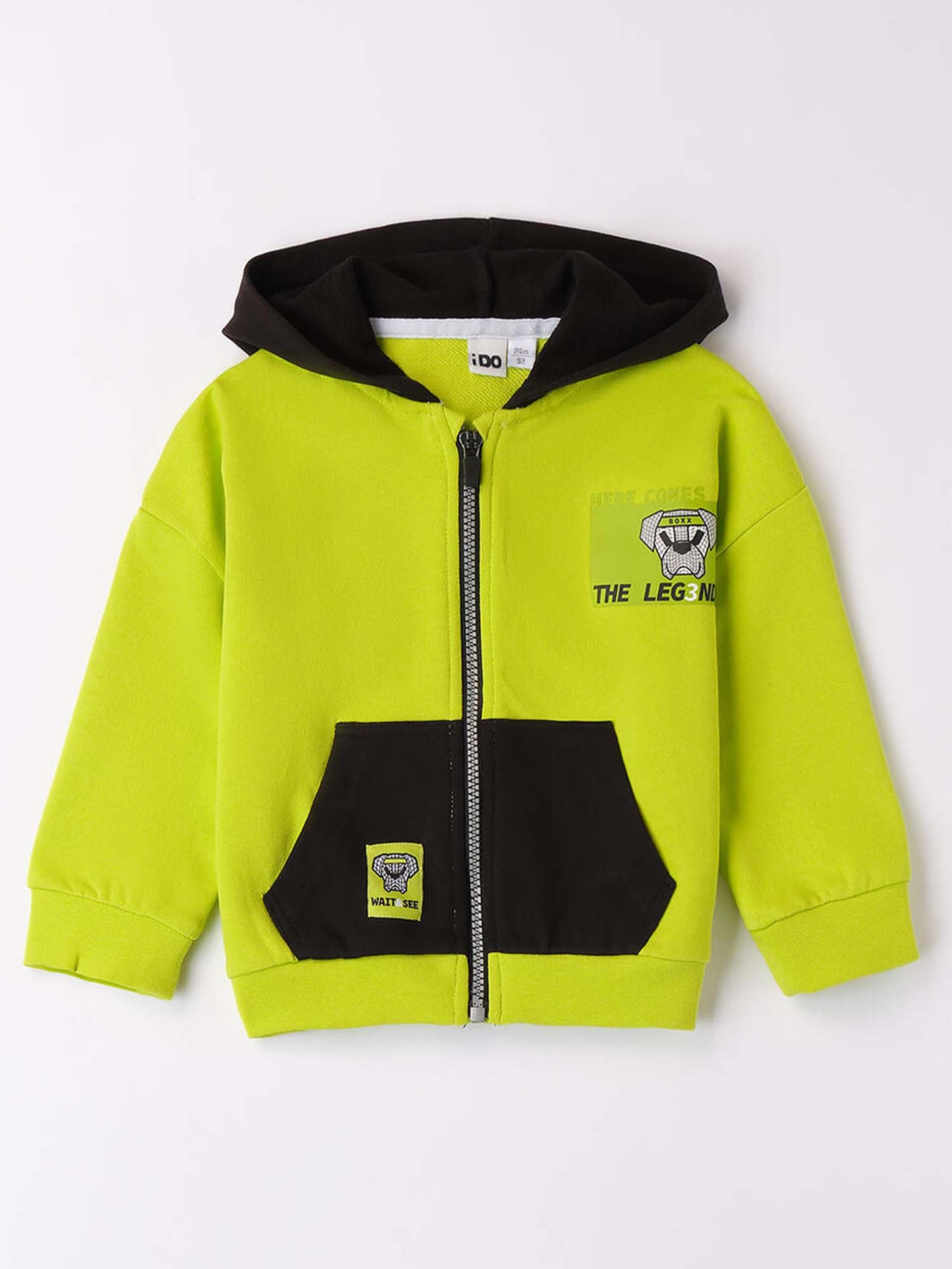 FELPA CON CAPPUCCIO E ZIP IDO BAMBINO LIME