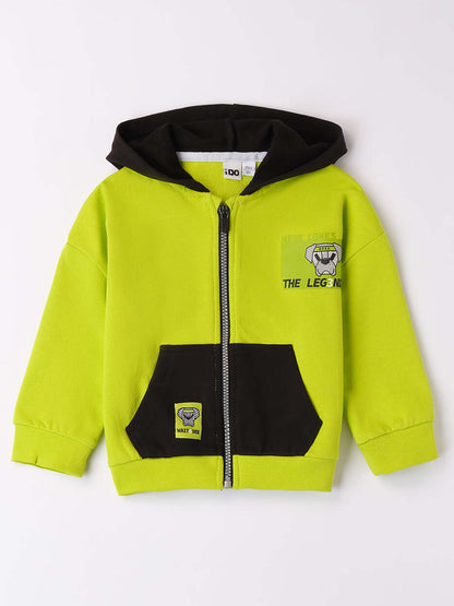 FELPA CON CAPPUCCIO E ZIP IDO BAMBINO LIME