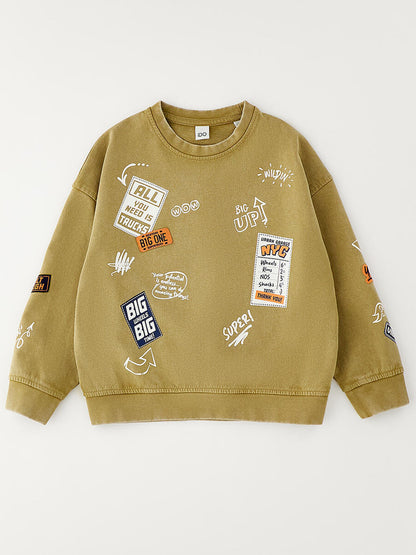 Felpa girocollo beige unisex bambino Ido