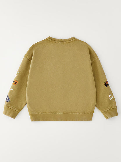 Felpa girocollo beige unisex bambino Ido