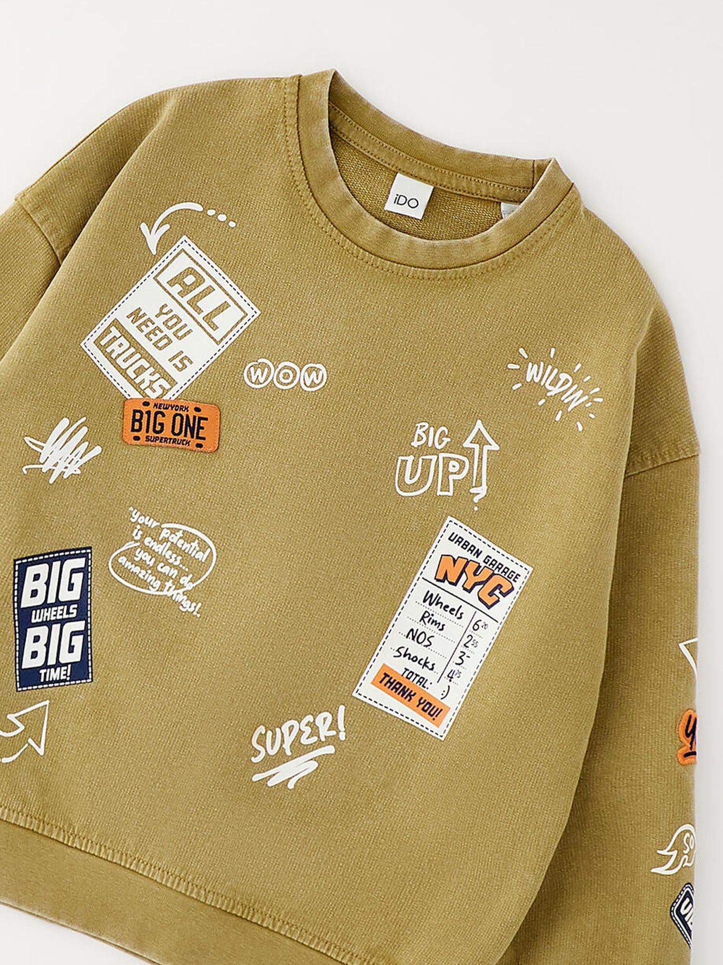 Felpa girocollo beige unisex bambino Ido