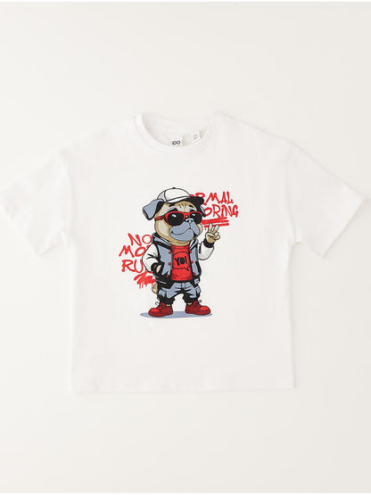 T-shirt bianca a maniche corte per bambino unisex Ido