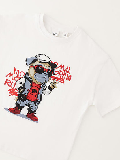 T-shirt bianca a maniche corte per bambino unisex Ido