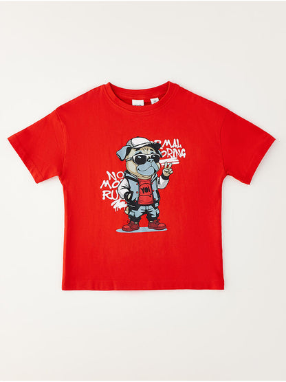 T-shirt rossa a maniche corte unisex bambino Ido