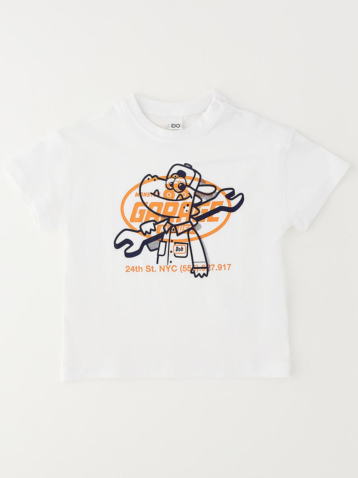 T-shirt bianca a maniche corte unisex bambino Ido