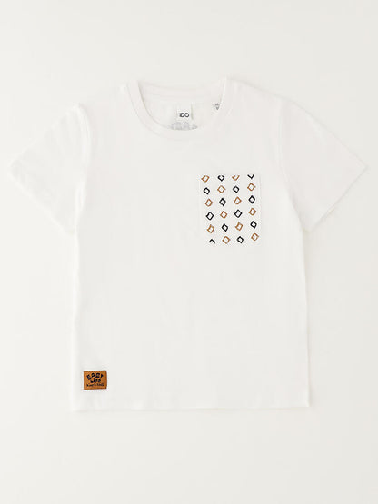 T-shirt bianca a maniche corte per bambino unisex Ido