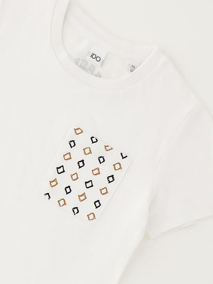 T-shirt bianca a maniche corte per bambino unisex Ido