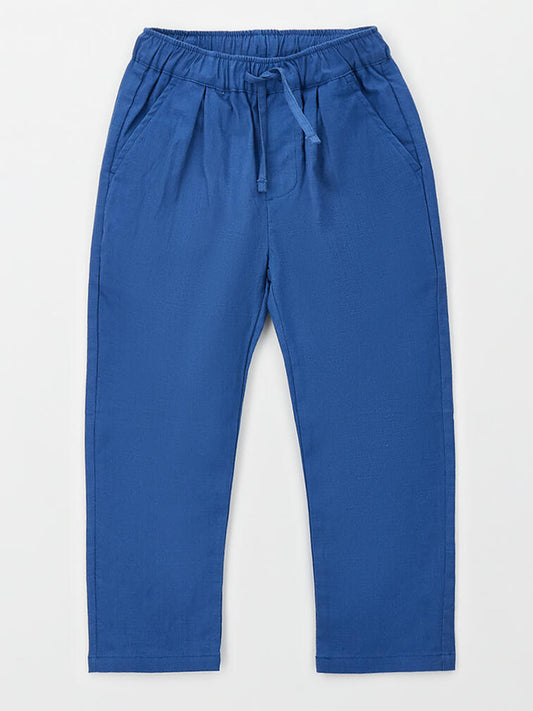 Pantaloni in lino e cotone Ido per bambino unisex blu