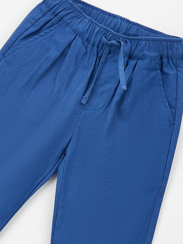 Pantaloni in lino e cotone Ido per bambino unisex blu