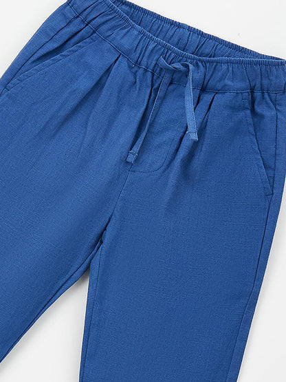 Pantaloni in lino e cotone Ido per bambino unisex blu