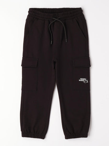Pantaloni cargo felpati da bambino unisex in nero Ido