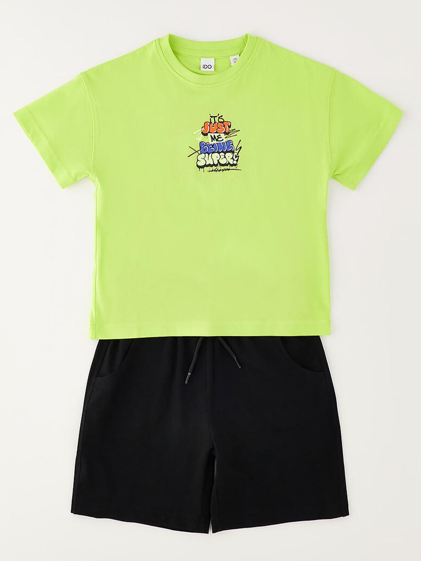 Ido completo unisex bambino con t-shirt e short giallo