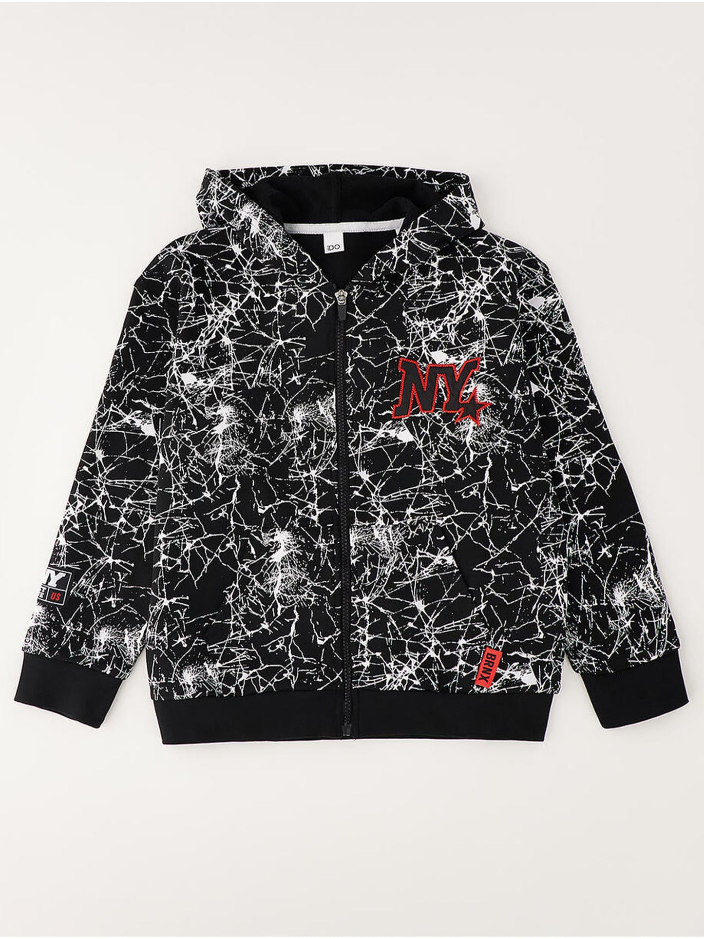 Felpa con zip Ido nera per bambino unisex