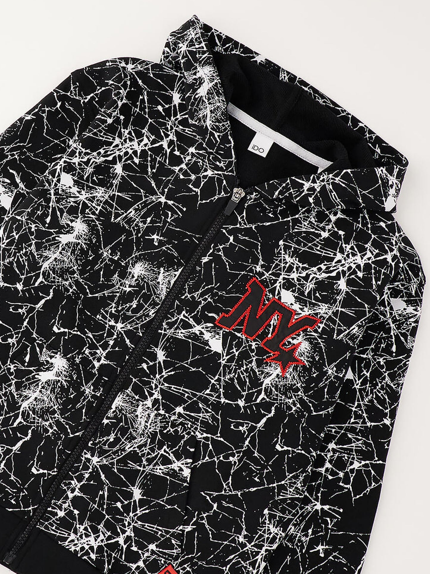 Felpa con zip Ido nera per bambino unisex