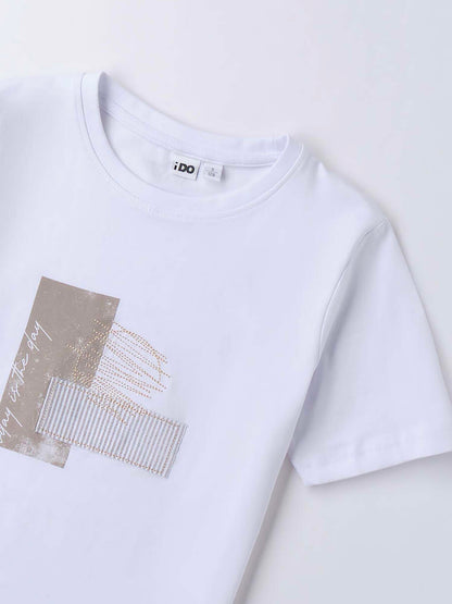 T-SHIRT CON PACH IDO RAGAZZO BIANCO BEIGE