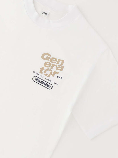 T-shirt maniche corte unisex bambino in cotone bianco Ido