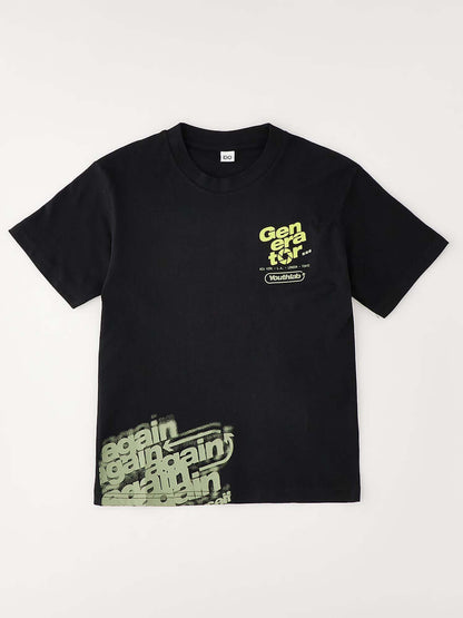 T-shirt maniche corte Ido nera unisex bambino