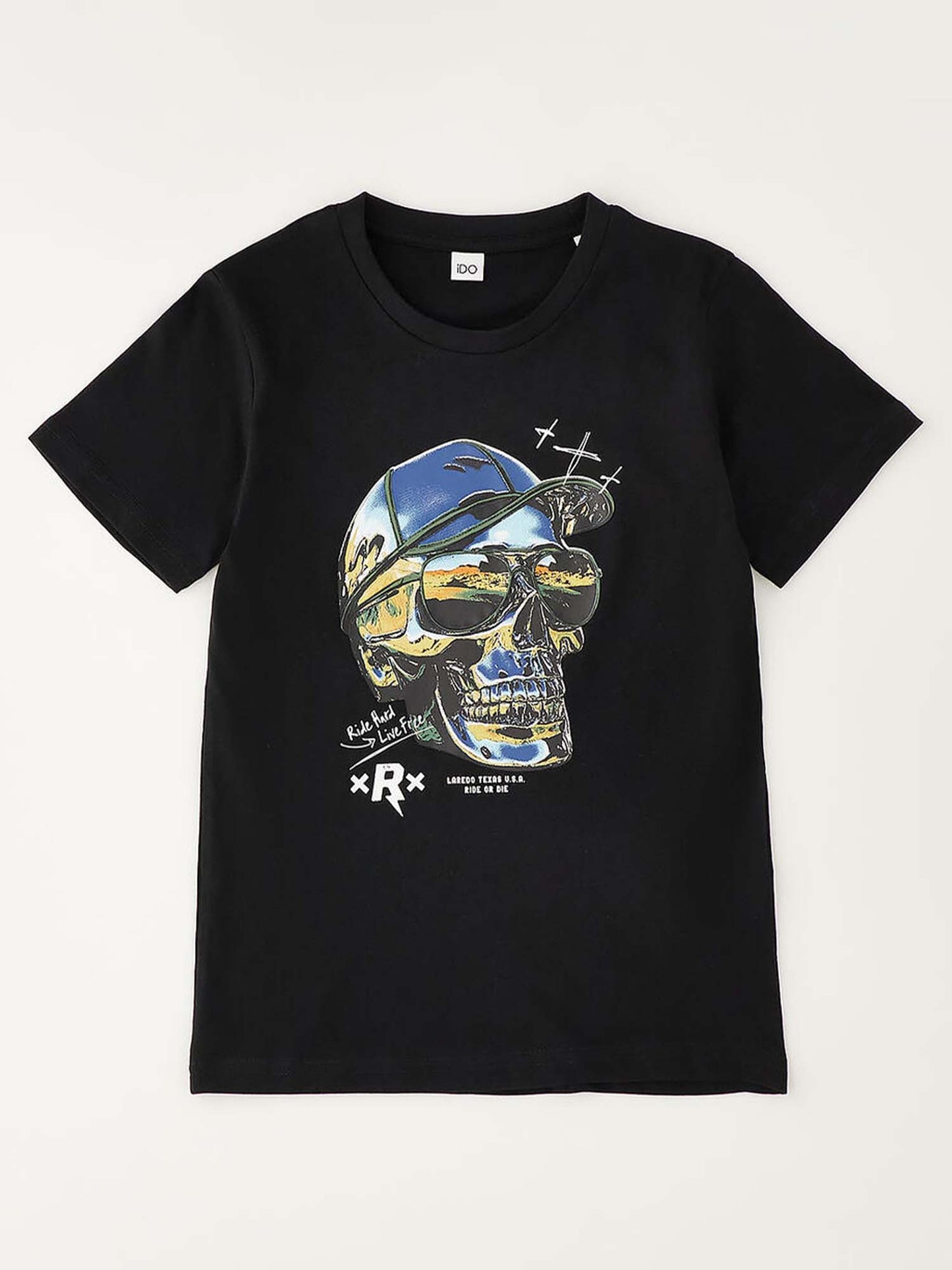 T-shirt a maniche corte unisex bambino nera Ido