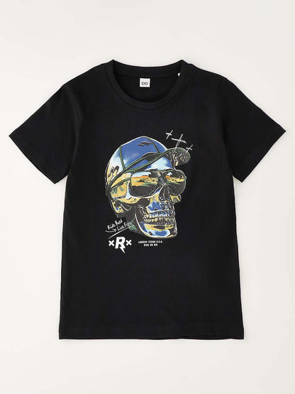 T-shirt a maniche corte unisex bambino nera Ido