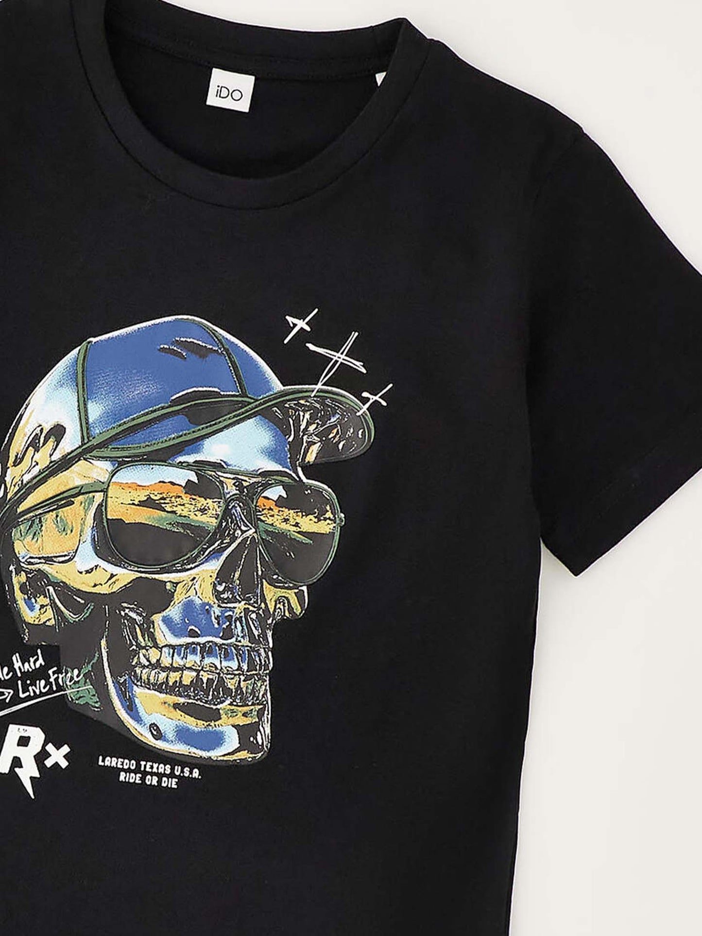 T-shirt a maniche corte unisex bambino nera Ido