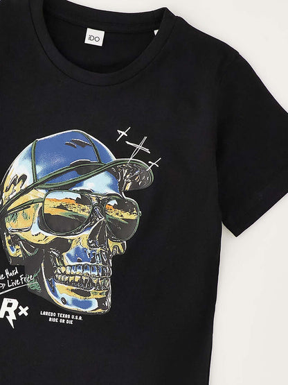 T-shirt a maniche corte unisex bambino nera Ido