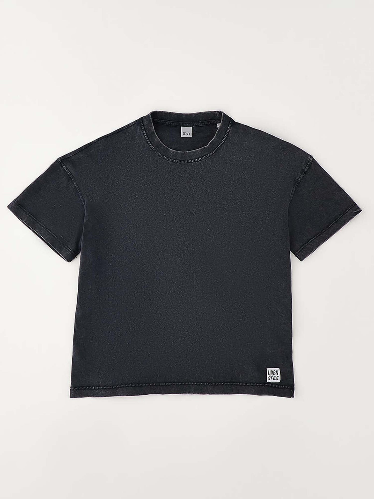 Ido T-shirt delavé unisex bambino in nero