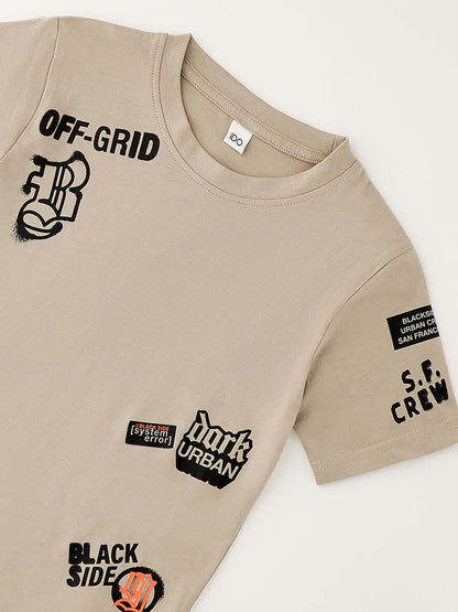 T-shirt a maniche corte unisex per bambini color beige di Ido