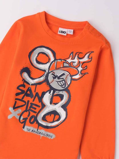 T-SHIRT MANICHE LUNGHE CON STAMPA IDO BAMBINO ARANCIO