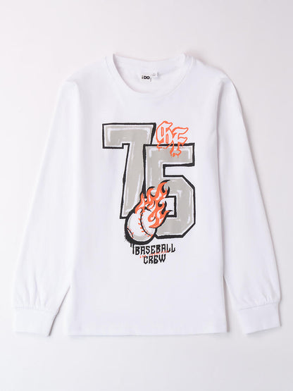 T-SHIRT MANICHE LUNGHE CON STAMPA IDO BAMBINO BIANCO