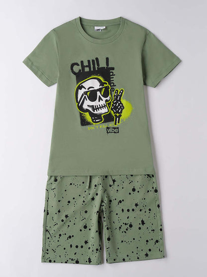 IDO BTS T-SHIRT+SHOR - VERDE MILITARE