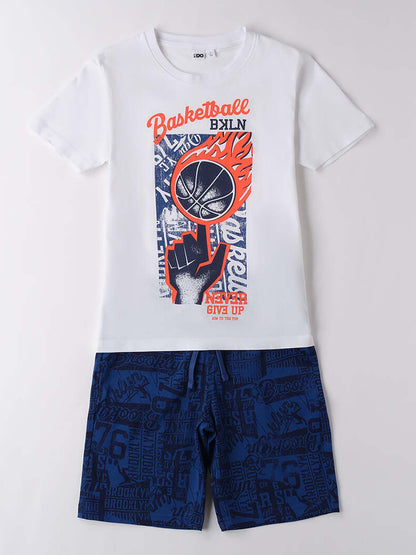 IDO BTS T-SHIRT+SHOR - BIANCO-ROYAL